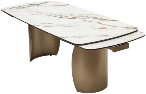 Стол BRONTE 200 раскладной KL-188 Контрастный мрамор матовый, итальянская керамика/ Шампань, ®DISAUR