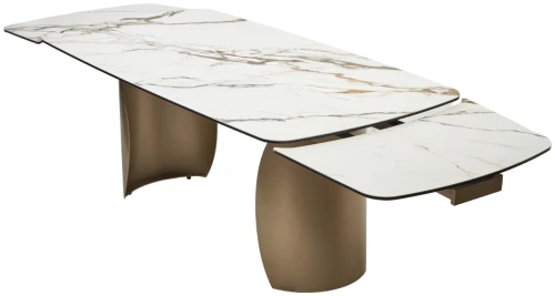 Стол BRONTE 200 раскладной KL-188 Контрастный мрамор матовый, итальянская керамика/ Шампань, ®DISAUR