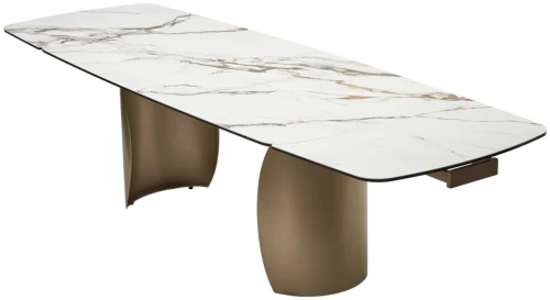Стол BRONTE 200 раскладной KL-188 Контрастный мрамор матовый, итальянская керамика/ Шампань, ®DISAUR
