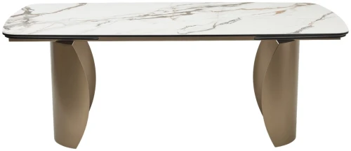 Стол BRONTE 200 раскладной KL-188 Контрастный мрамор матовый, итальянская керамика/ Шампань, ®DISAUR