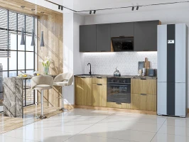 Кухонный гарнитур Евро Лайн-02 Антрацит/Дуб песочный