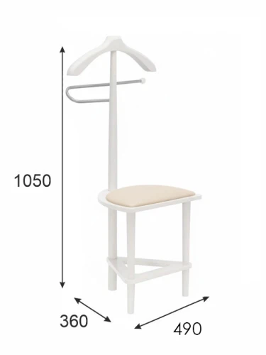 *Вешалка костюмная с сиденьем В 26Н белый/экокожа бежевый