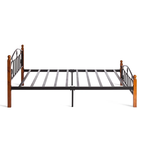 Кровать РУМБА (AT-203)/ RUMBA дерево гевея/металл, 160*200 см (Queen bed), красный дуб/черный