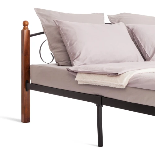 Кровать РУМБА (AT-203)/ RUMBA дерево гевея/металл, 160*200 см (Queen bed), красный дуб/черный