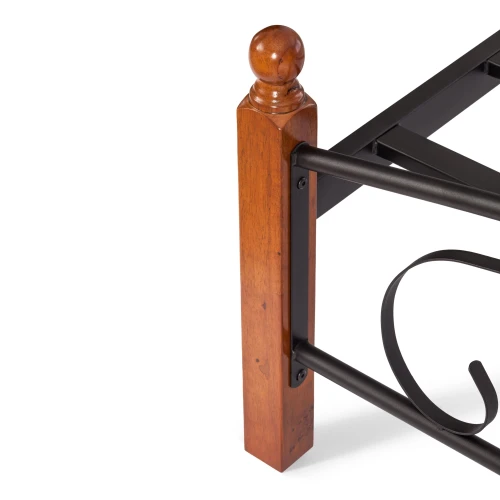 Кровать РУМБА (AT-203)/ RUMBA дерево гевея/металл, 160*200 см (Queen bed), красный дуб/черный