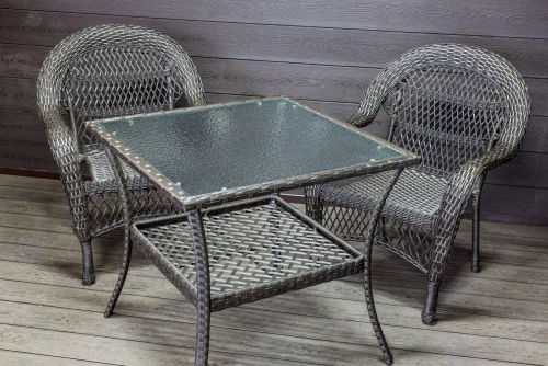 Садовый комплект из искусственного ротанга Мэдисон НЬЮ (Medison NEW) стол квадратный 80х80 + 2 кресла без подушек