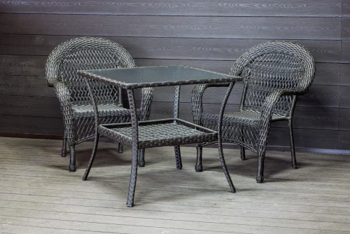Садовый комплект из искусственного ротанга Мэдисон НЬЮ (Medison NEW) стол квадратный 80х80 + 2 кресла без подушек