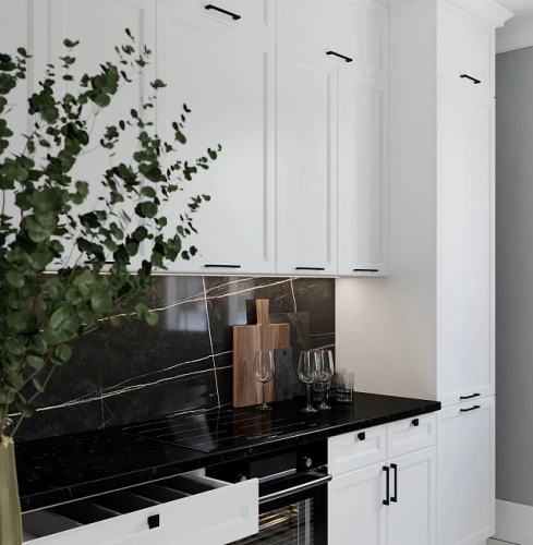 Трехуровневый кухонный гарнитур Тулиппа 34200х1800 Айленд МДФ угловой