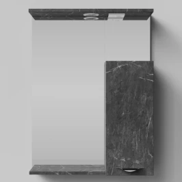 Зеркало Марко 60, ручки Хром, Мрамор Графит софт тач ПВХ 4044-3, правый