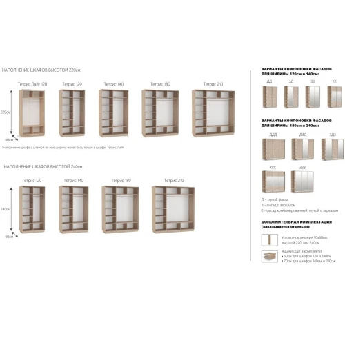 Шкаф-купе «Тетрис» 120/240 ДД, Дуб сонома