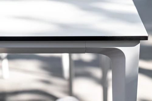 "Малага" обеденная группа на 6 персон со стульями "Марсель", каркас белый, роуп светло-серый