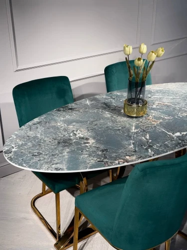 Стол обеденный Тренди DT-2889A.2, 180х90х75 см, малахитовый мрамор
