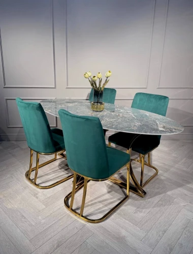 Стол обеденный Тренди DT-2889A.2, 180х90х75 см, малахитовый мрамор