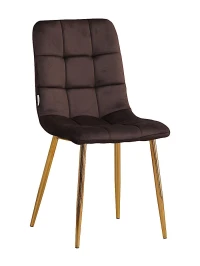 C919/DC809 Стул мягкий, ШОКОЛАД#h50 велюр, каркас металл золото КРУГЛЫЙ