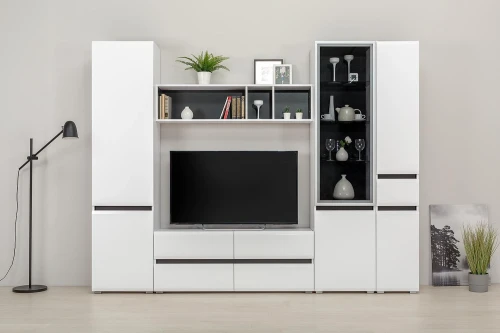 Сидней Шкаф 13.200 Белый премиум, Черный  0190 PE, белый глянец