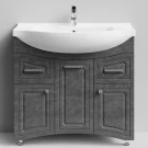 Тумба Адам 90 напольный, Серый камень ПВХ 57806, правый Vodok с раковиной в комплекте