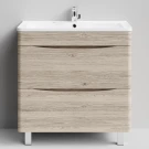 Тумба Адель 80 напольный, Дубослив ореховый светлый ПВХ 3445 Vodok с раковиной в комплекте