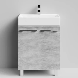 Тумба Мальта 60 напольный, двери, Горный камень ПВХ 57807 Vodok с раковиной в комплекте