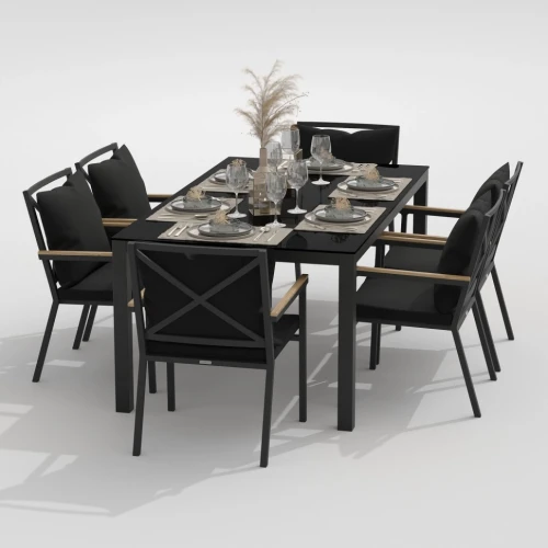 Обеденная группа  CANA FESTA plus каркас карбон / стол стекло 180 / ткань черная