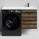Тумба Смайл 110 подвесной, под стиральную машину, правая, Дуб крымский коричневый ПВХ 131005-9005 Vodok с раковиной в комплекте Тумба Смайл 110 подвесной, под стиральную машину, правая, Дуб крымский коричневый ПВХ 131005-9005 Vodok с раковиной в комплекте