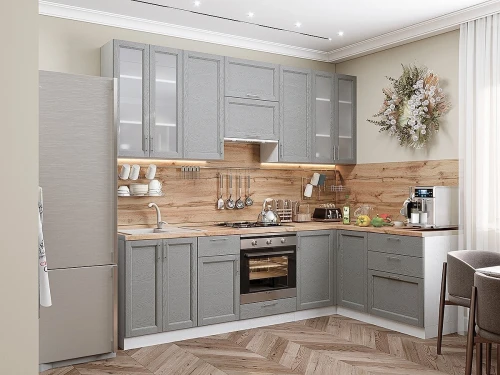 Модульная угловая кухня Сканди-04 Grey Softwood