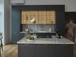 Модульная трехуровневая кухня Маноло 3600 Грифельно-серый МДФ ПВХ прямая