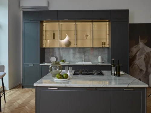 Модульная трехуровневая кухня Маноло 3600 Грифельно-серый МДФ ПВХ прямая