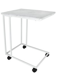 Стол приставной МеталлАрт М007 белый мрамор/белый