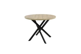 Стол Рига D950,Дуб Сильверджек Ореховый, Поненте/Чёрный