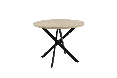 Стол Рига D950,Дуб Сильверджек Ореховый, Поненте/Чёрный