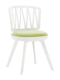 DC275 Стул пластиковый, каркас Белый, подушка Зеленая