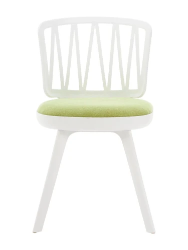 DC275 Стул пластиковый, каркас Белый, подушка Зеленая
