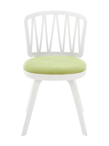 DC275 Стул пластиковый, каркас Белый, подушка Зеленая