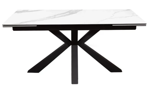 Стол DikLine SFE160 Керамика Белый мрамор/подстолье черное/опоры черные (2 уп.)