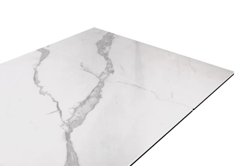 Стол DikLine SFE160 Керамика Белый мрамор/подстолье черное/опоры черные (2 уп.)