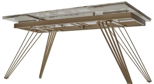 Стол ACERRA NEW 160 GLOSS GRAND JADE SOLID CERAMIC/ каркас цвета шампань, ®DISAUR