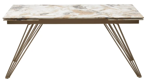 Стол ACERRA NEW 160 GLOSS GRAND JADE SOLID CERAMIC/ каркас цвета шампань, ®DISAUR