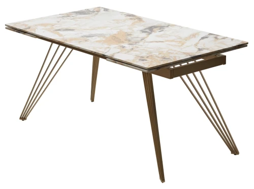 Стол ACERRA NEW 160 GLOSS GRAND JADE SOLID CERAMIC/ каркас цвета шампань, ®DISAUR