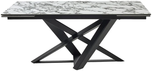 Стол VICENZA 180 раскладной GLOSS BULGARI WHITE, керамика / Черный, ®DISAUR