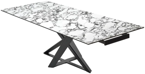 Стол VICENZA 180 раскладной GLOSS BULGARI WHITE, керамика / Черный, ®DISAUR