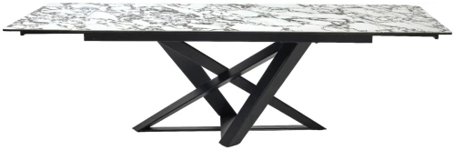 Стол VICENZA 180 раскладной GLOSS BULGARI WHITE, керамика / Черный, ®DISAUR