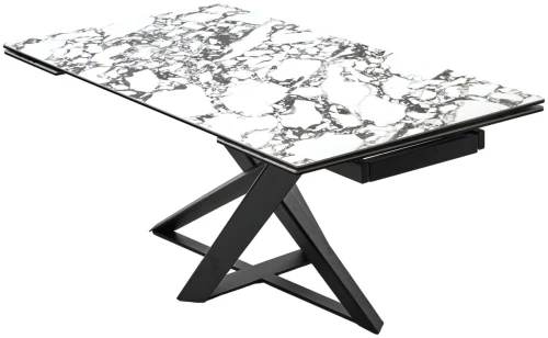 Стол VICENZA 180 раскладной GLOSS BULGARI WHITE, керамика / Черный, ®DISAUR