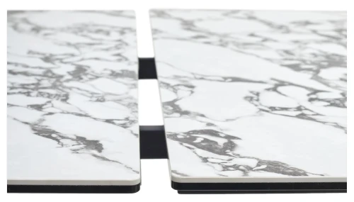 Стол VICENZA 180 раскладной GLOSS BULGARI WHITE, керамика / Черный, ®DISAUR