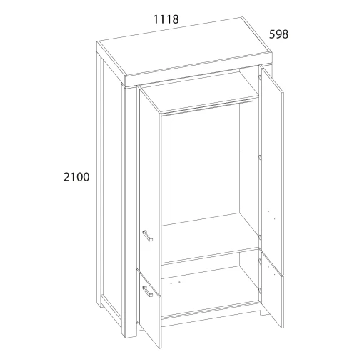 BRASS, Шкаф 4DG. Цвет ДУБ ЭКСПРЕСИВ БРОНЗОВЫЙ