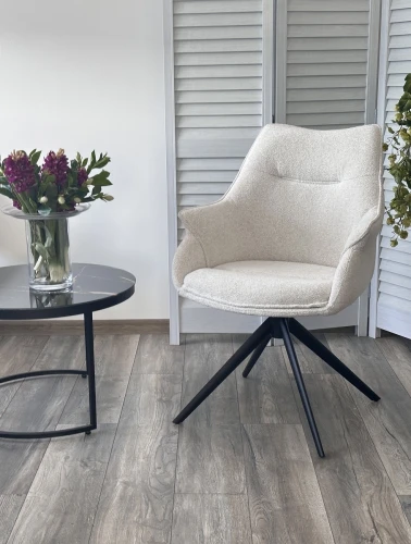 Стул OVE 360 град. поворот. RAVEN22 Бежево-белый, ткань / Черный, ®DISAUR