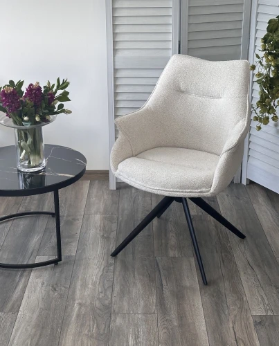 Стул OVE 360 град. поворот. RAVEN22 Бежево-белый, ткань / Черный, ®DISAUR