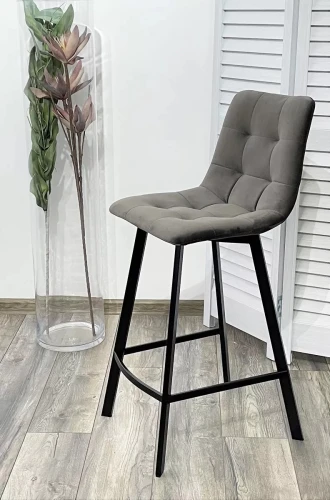 Полубарный стул CHILLI-QB SQUARE графит #14, велюр/ черный каркас (H=66cm) М-City