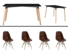 Обеденная мебель на 4 персоны, стол Прайз + 4 стула Квадро коричневый