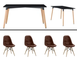 Обеденная мебель на 4 персоны, стол Прайз + 4 стула Квадро коричневый