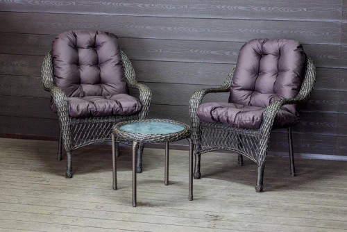 Садовый комплект из искусственного ротанга Мэдисон НЬЮ (Medison NEW) Balcony set с круглым столиком с подушками на сиденье  и спинку